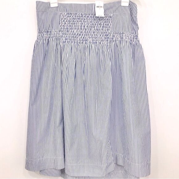 Gap Blue White Pinstripe Smock Waist Nautical Cotton Midi Skirt - Picture 5 of 16